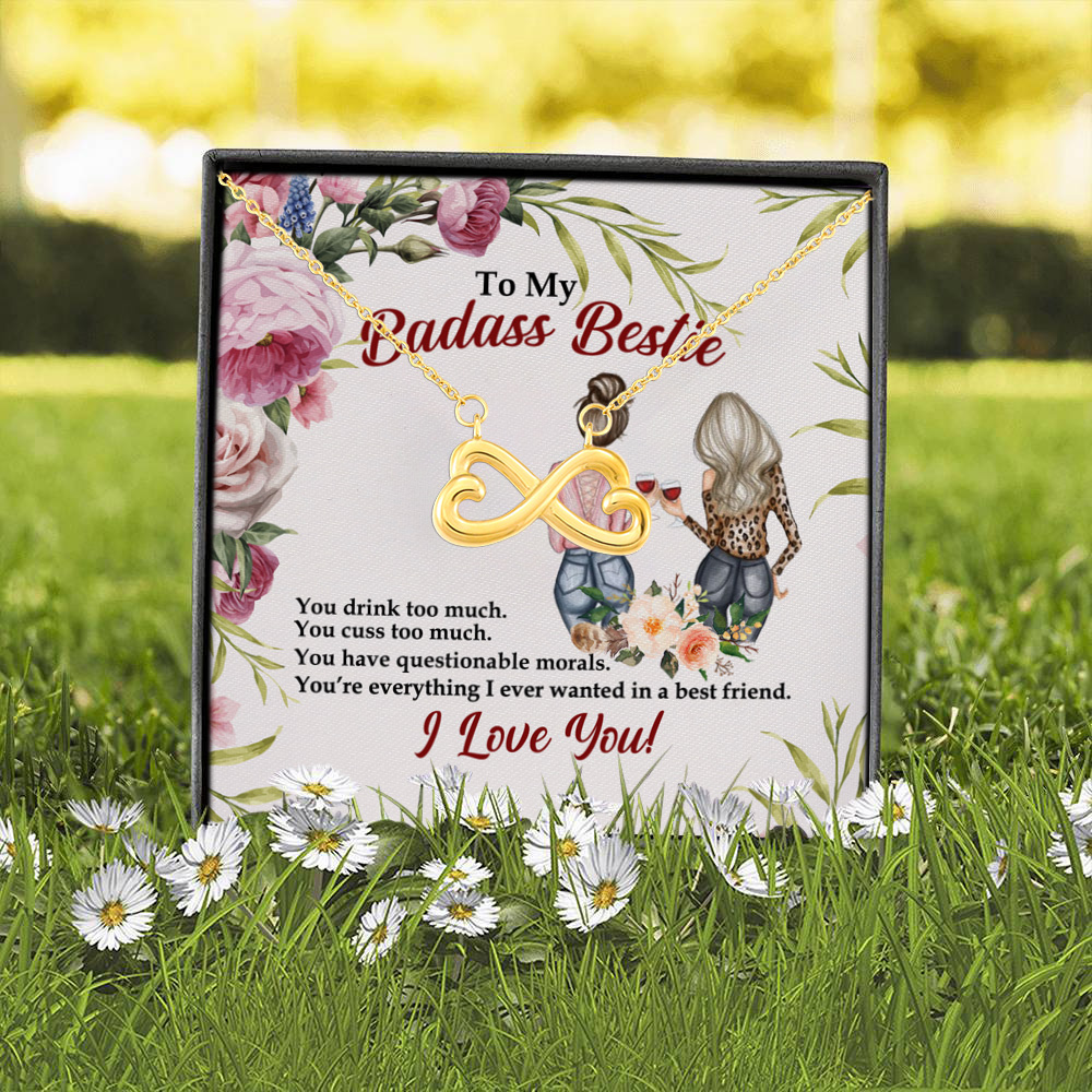 1P. Badass bestie - scale(2) Infinity Heart Necklace (Gold) 2