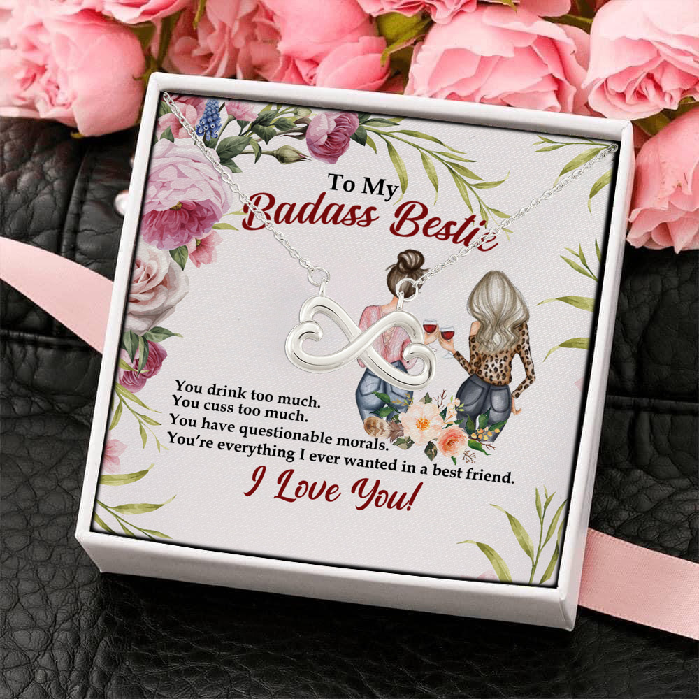 1P. Badass bestie - scale(2) Infinity Heart Necklace (Silver) 4