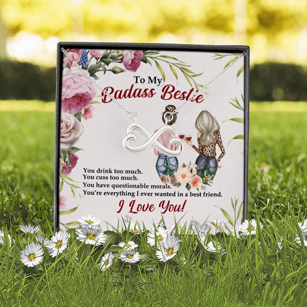 1P. Badass bestie - scale(2) Infinity Heart Necklace (Silver) 2