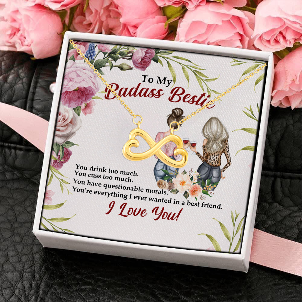 1P. Badass bestie - scale(2) Infinity Heart Necklace (Gold) 4