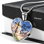 Be Still And Know That I Am God Heart Pendant Necklace