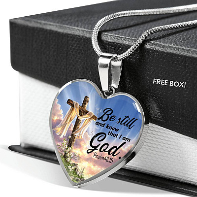 Be Still And Know That I Am God Heart Pendant Necklace