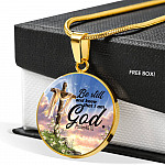 Be Still And Know That I Am God Circle Pendant Necklace