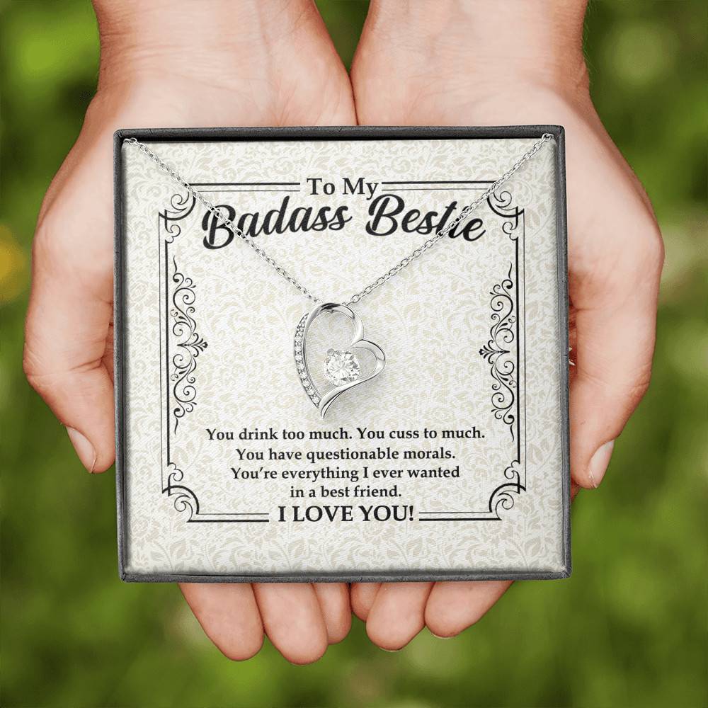 To My Badass Bestie You Drink You Cuss Too Much You're Everything I Want Funny Forever Love Pendant Necklace To My Badass Bestie You Drink You Cuss Too Much You're Everything I Want Funny Forever Love Pendant Necklace