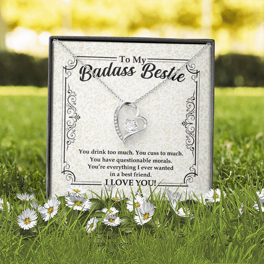 To My Badass Bestie You Drink You Cuss Too Much You're Everything I Want Funny Forever Love Pendant Necklace To My Badass Bestie You Drink You Cuss Too Much You're Everything I Want Funny Forever Love Pendant Necklace
