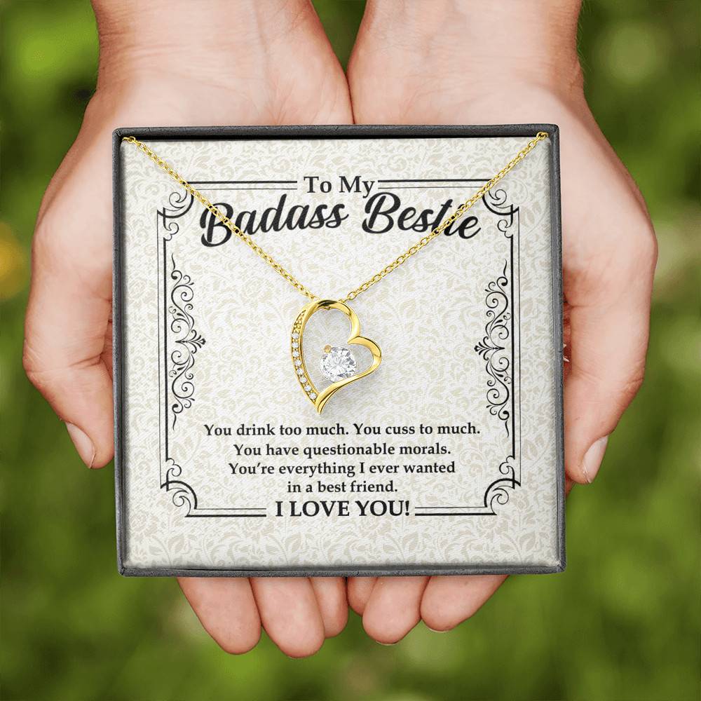 To My Badass Bestie You Drink You Cuss Too Much You're Everything I Want Funny Forever Love Pendant Necklace To My Badass Bestie You Drink You Cuss Too Much You're Everything I Want Funny Forever Love Pendant Necklace