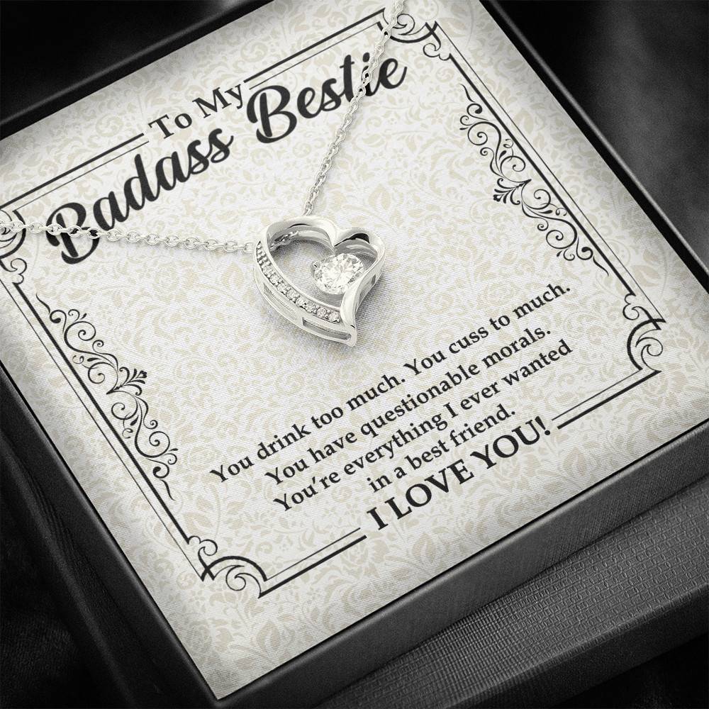 To My Badass Bestie You Drink You Cuss Too Much You're Everything I Want Funny Forever Love Pendant Necklace To My Badass Bestie You Drink You Cuss Too Much You're Everything I Want Funny Forever Love Pendant Necklace