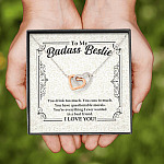 To My Badass Bestie You Drink You Cuss Too Much You're Everything I Want Funny Interlocking Hearts Necklace To My Badass Bestie You Drink You Cuss Too Much You're Everything I Want Funny Interlocking Hearts Necklace