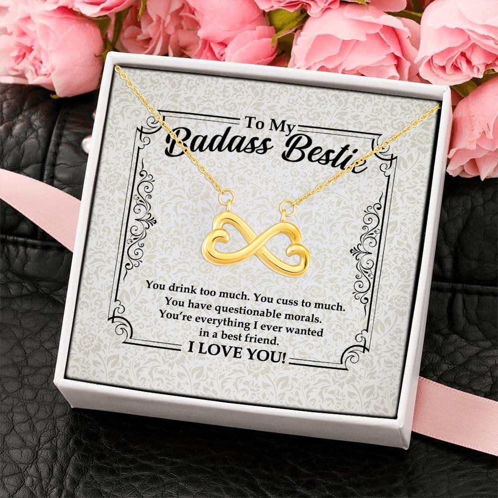 1P. Badass bestie(2) Infinity Heart Necklace (Gold) 4