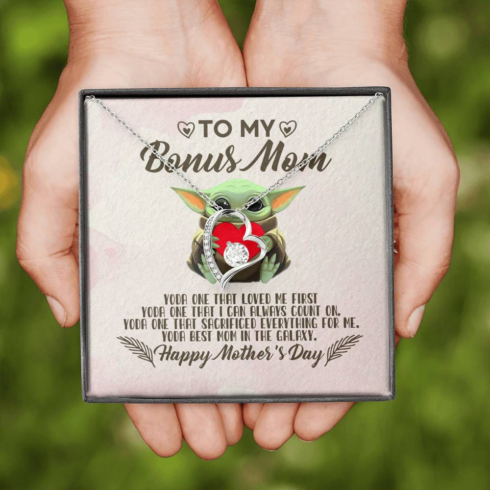 To My Bonus Mom Yoda the One That Loves Me First Happy Mother's Day Forever Love Pendant Necklace To My Bonus Mom Yoda the One That Loves Me First Happy Mother's Day Forever Love Pendant Necklace