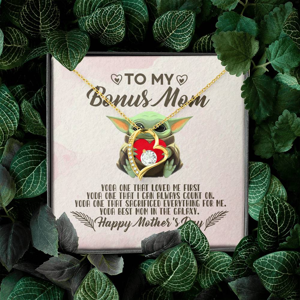 To My Bonus Mom Yoda the One That Loves Me First Happy Mother's Day Forever Love Pendant Necklace To My Bonus Mom Yoda the One That Loves Me First Happy Mother's Day Forever Love Pendant Necklace