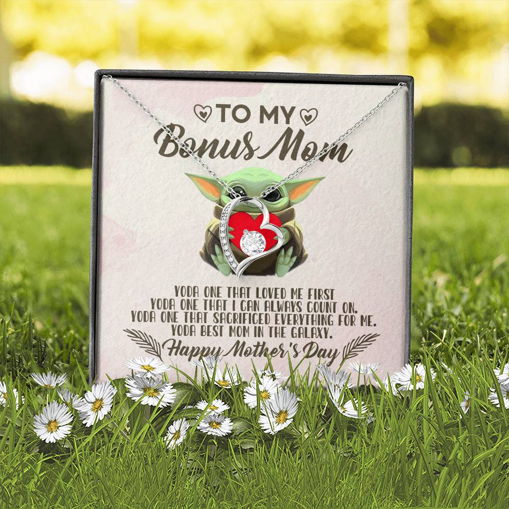 To My Bonus Mom Yoda the One That Loves Me First Happy Mother's Day Forever Love Pendant Necklace To My Bonus Mom Yoda the One That Loves Me First Happy Mother's Day Forever Love Pendant Necklace