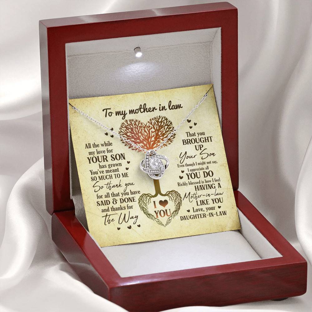 Heart Tree To My Mother In Law All The While My Love For Your Son Has Grown Love Knot Necklace Heart Tree To My Mother In Law All The While My Love For Your Son Has Grown Love Knot Necklace