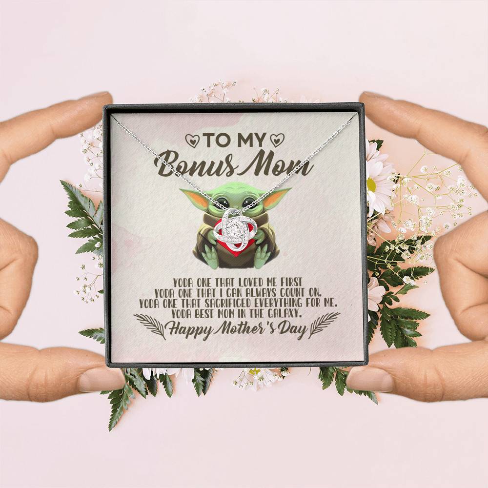 To My Bonus Mom Yoda the One That Loves Me First Happy Mother's Day Love Knot Pendant Necklace To My Bonus Mom Yoda the One That Loves Me First Happy Mother's Day Love Knot Pendant Necklace