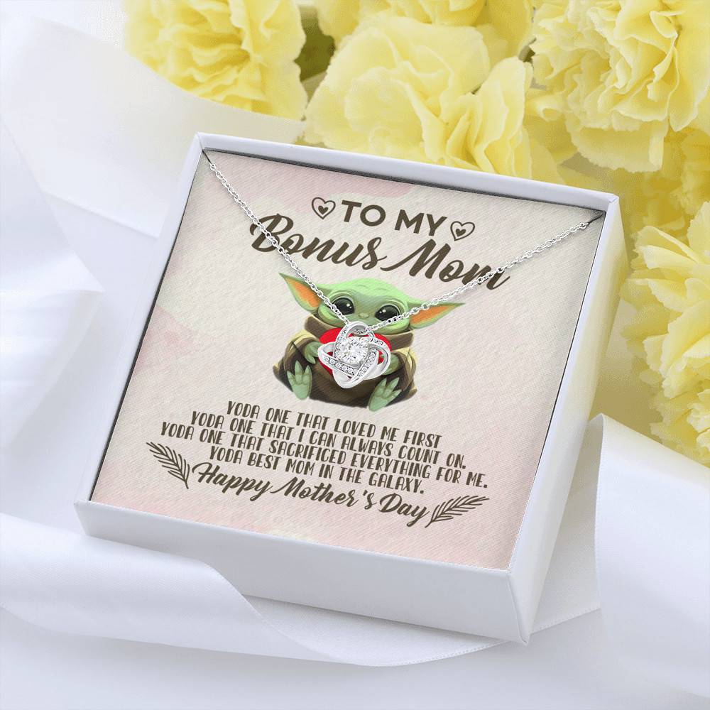 To My Bonus Mom Yoda the One That Loves Me First Happy Mother's Day Love Knot Pendant Necklace To My Bonus Mom Yoda the One That Loves Me First Happy Mother's Day Love Knot Pendant Necklace