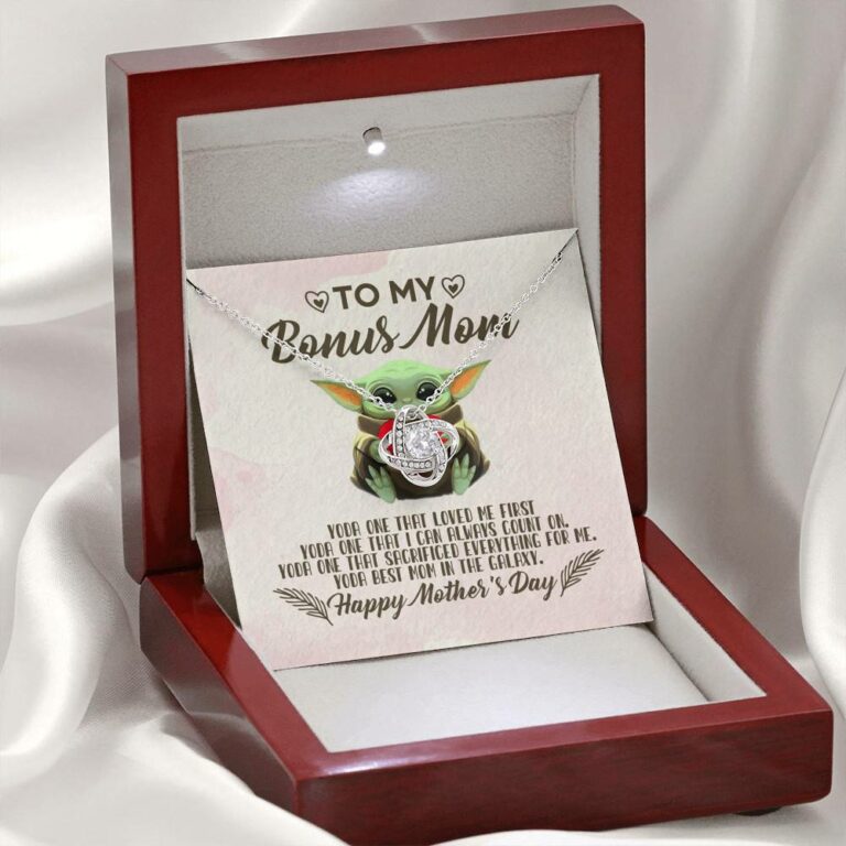 To My Bonus Mom Yoda the One That Loves Me First Happy Mother's Day Love Knot Pendant Necklace