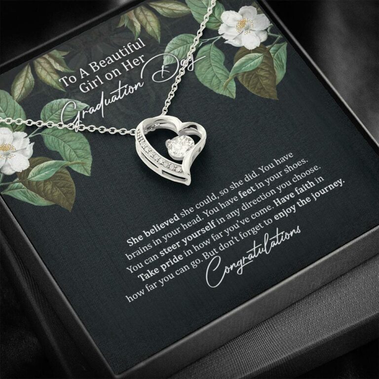 To A Beautiful Girl On Her Graduation Day Forever Love Heart Pendant Necklace - Graduation GIft For Her