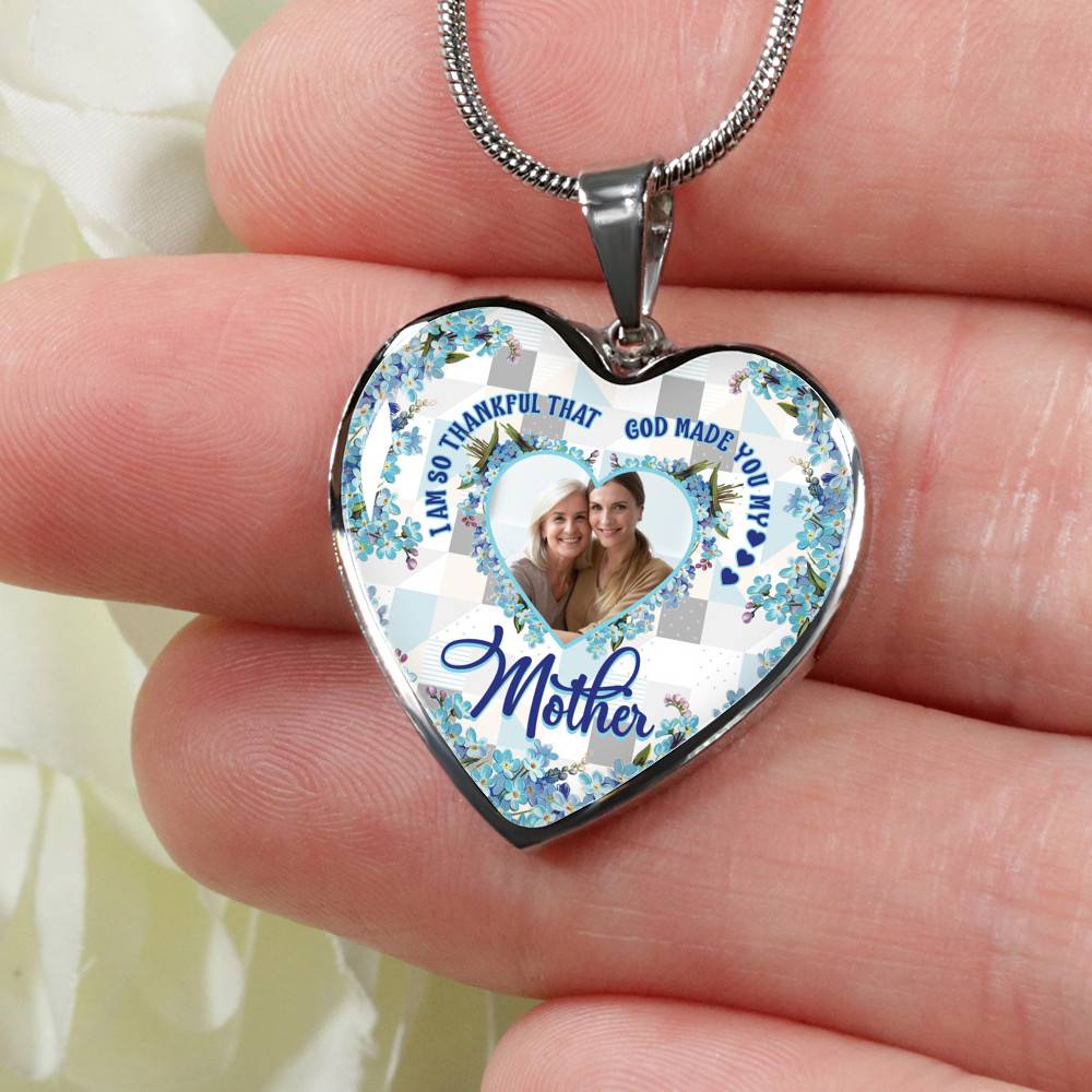 Personalized Photo I Am So Thankful That God Made You My Mother Heart Pendant Necklace - Bangle Personalized Photo I Am So Thankful That God Made You My Mother Heart Pendant Necklace - Bangle