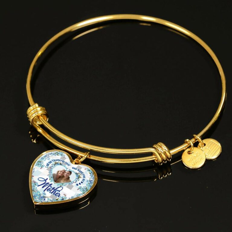 Personalized Photo I Am So Thankful That God Made You My Mother Heart Pendant Necklace - Bangle