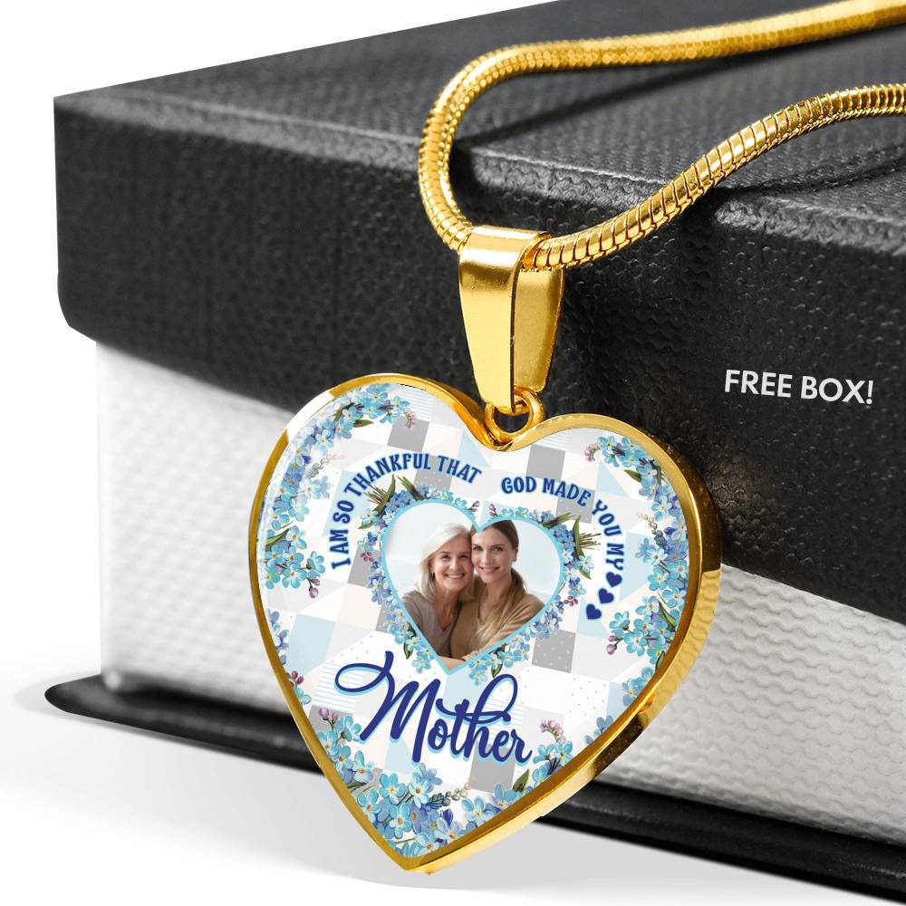 Personalized Photo I Am So Thankful That God Made You My Mother Heart Pendant Necklace - Bangle Personalized Photo I Am So Thankful That God Made You My Mother Heart Pendant Necklace - Bangle