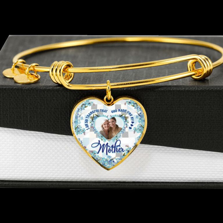 Personalized Photo I Am So Thankful That God Made You My Mother Heart Pendant Necklace - Bangle