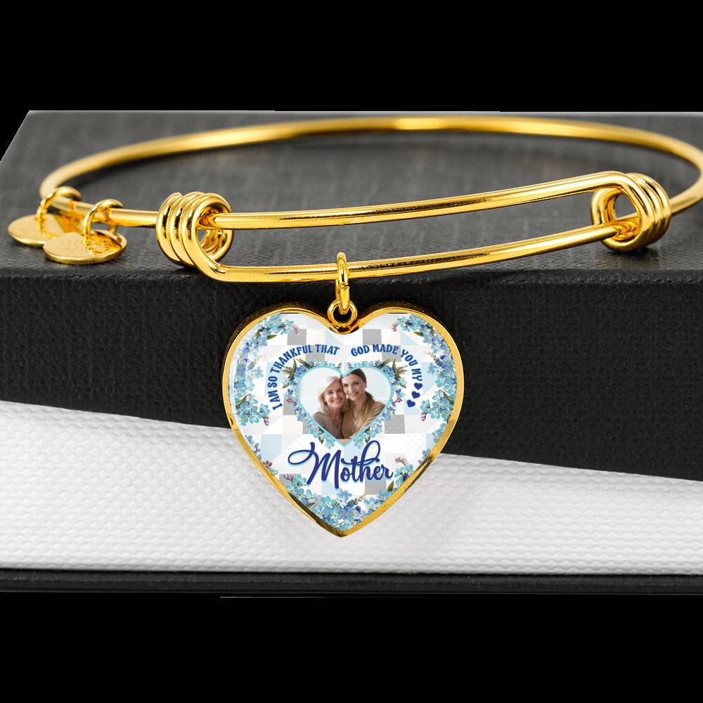 Personalized Photo I Am So Thankful That God Made You My Mother Heart Pendant Necklace - Bangle Personalized Photo I Am So Thankful That God Made You My Mother Heart Pendant Necklace - Bangle