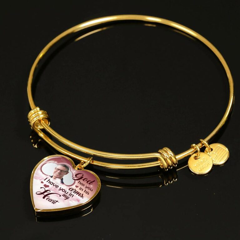 Personalized Photo God Has You In His Arms I Have You In My Heart Sympathy Heart Pendant Necklace - Bangle