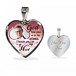 Personalized Photo God Has You In His Arms I Have You In My Heart Sympathy Heart Pendant Necklace - Bangle