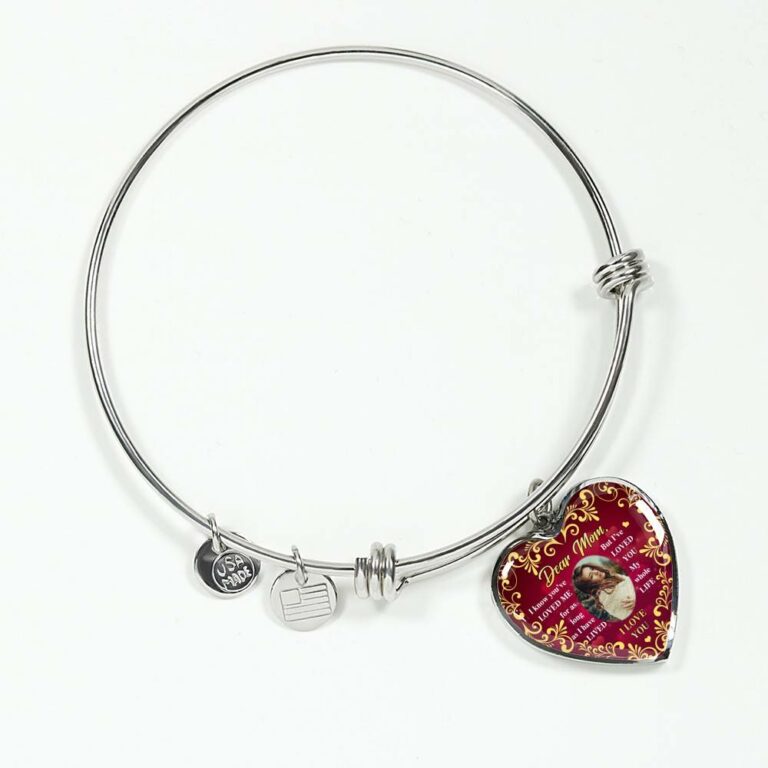 Personalized Photo Dear Mom I Know You've Loved Me for As Long as I Have Lived Heart Pendant Necklace - Bangle