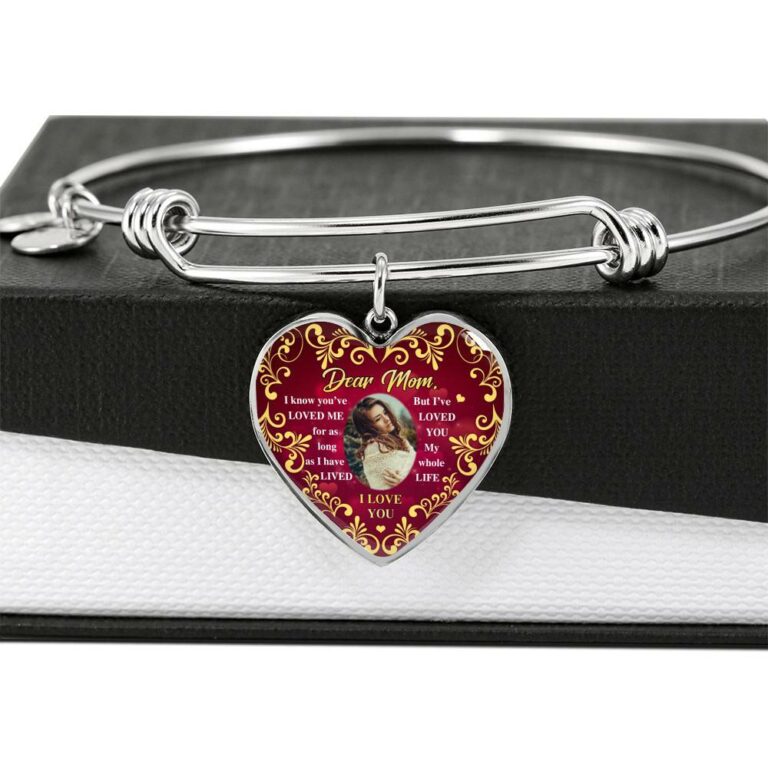 Personalized Photo Dear Mom I Know You've Loved Me for As Long as I Have Lived Heart Pendant Necklace - Bangle