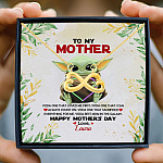 35 HG uu tien. To My Mom Yoda Baby Sample Design Infinity Heart Necklace (Gold) 3