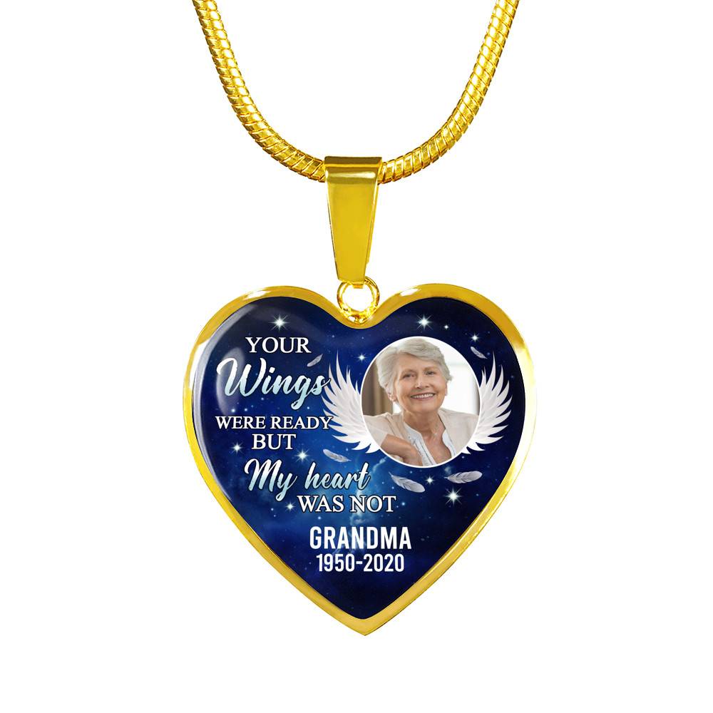 Personalized Photo Your Wings Were Ready But My Heart Was Not Memorial Remembrance Luxury Heart Pendant Necklace Personalized Photo Your Wings Were Ready But My Heart Was Not Memorial Remembrance Luxury Heart Pendant Necklace