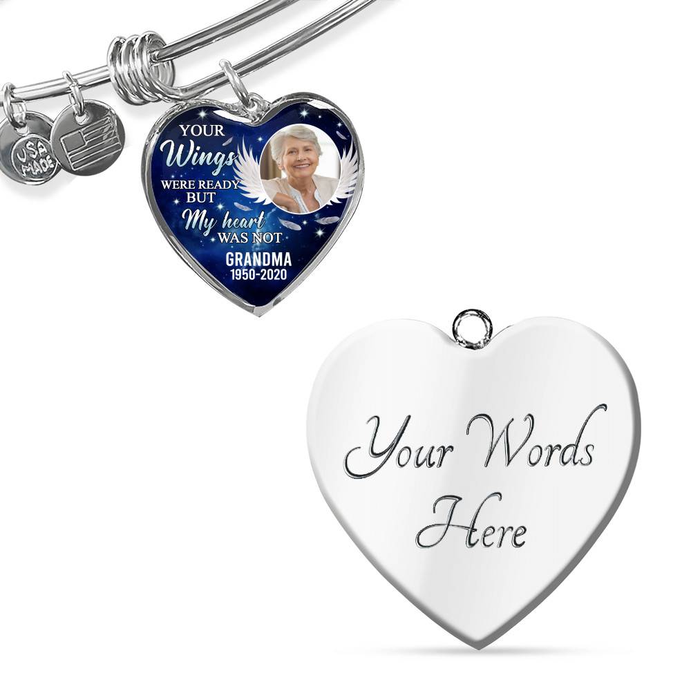 Personalized Photo Your Wings Were Ready But My Heart Was Not Memorial Remembrance Luxury Heart Pendant Necklace Personalized Photo Your Wings Were Ready But My Heart Was Not Memorial Remembrance Luxury Heart Pendant Necklace