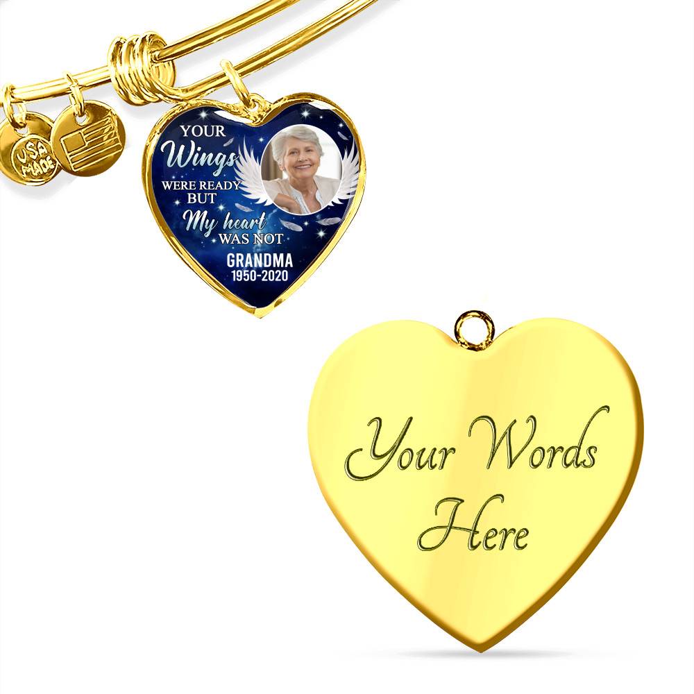 Personalized Photo Your Wings Were Ready But My Heart Was Not Memorial Remembrance Luxury Heart Pendant Necklace Personalized Photo Your Wings Were Ready But My Heart Was Not Memorial Remembrance Luxury Heart Pendant Necklace