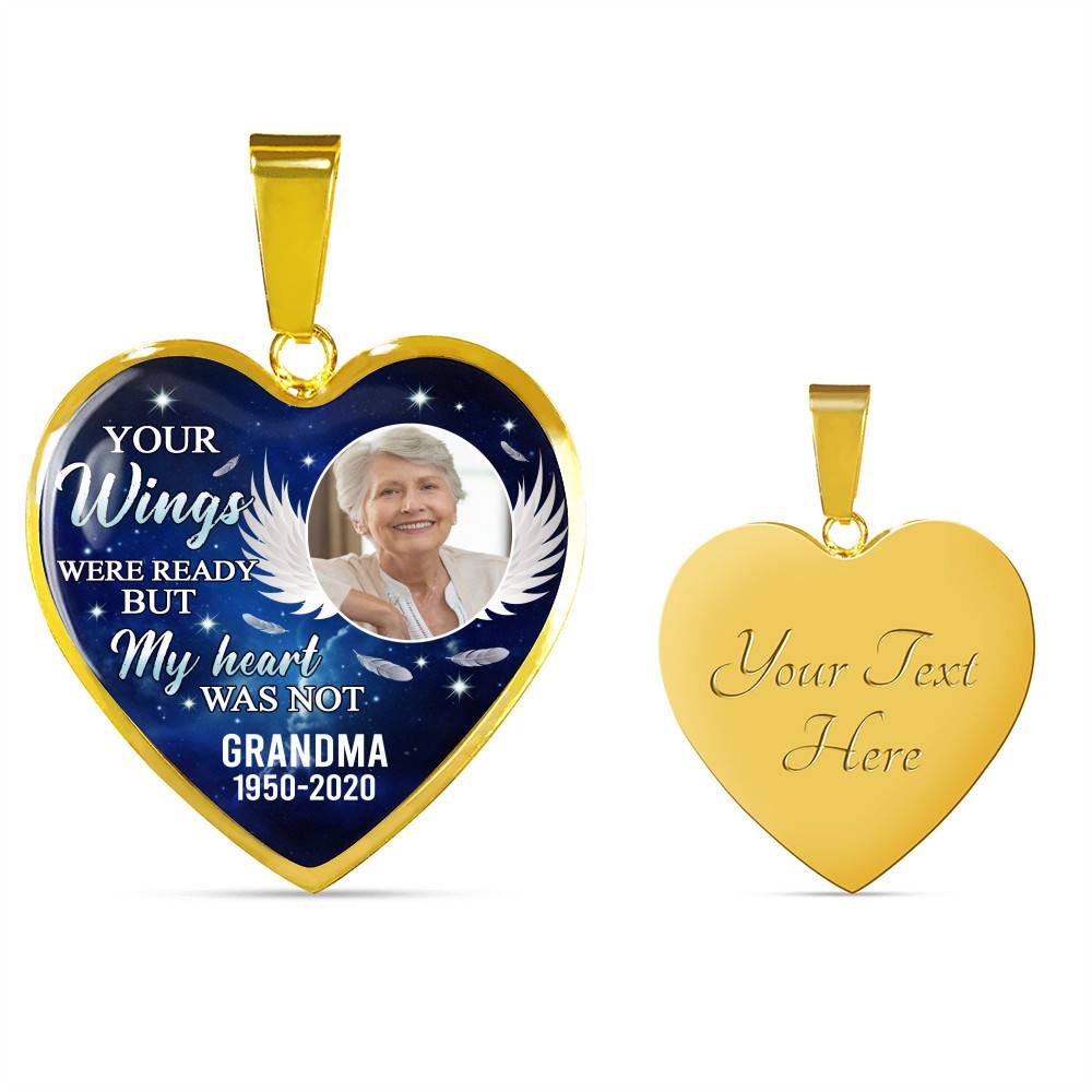 Personalized Photo Your Wings Were Ready But My Heart Was Not Memorial Remembrance Luxury Heart Pendant Necklace Personalized Photo Your Wings Were Ready But My Heart Was Not Memorial Remembrance Luxury Heart Pendant Necklace