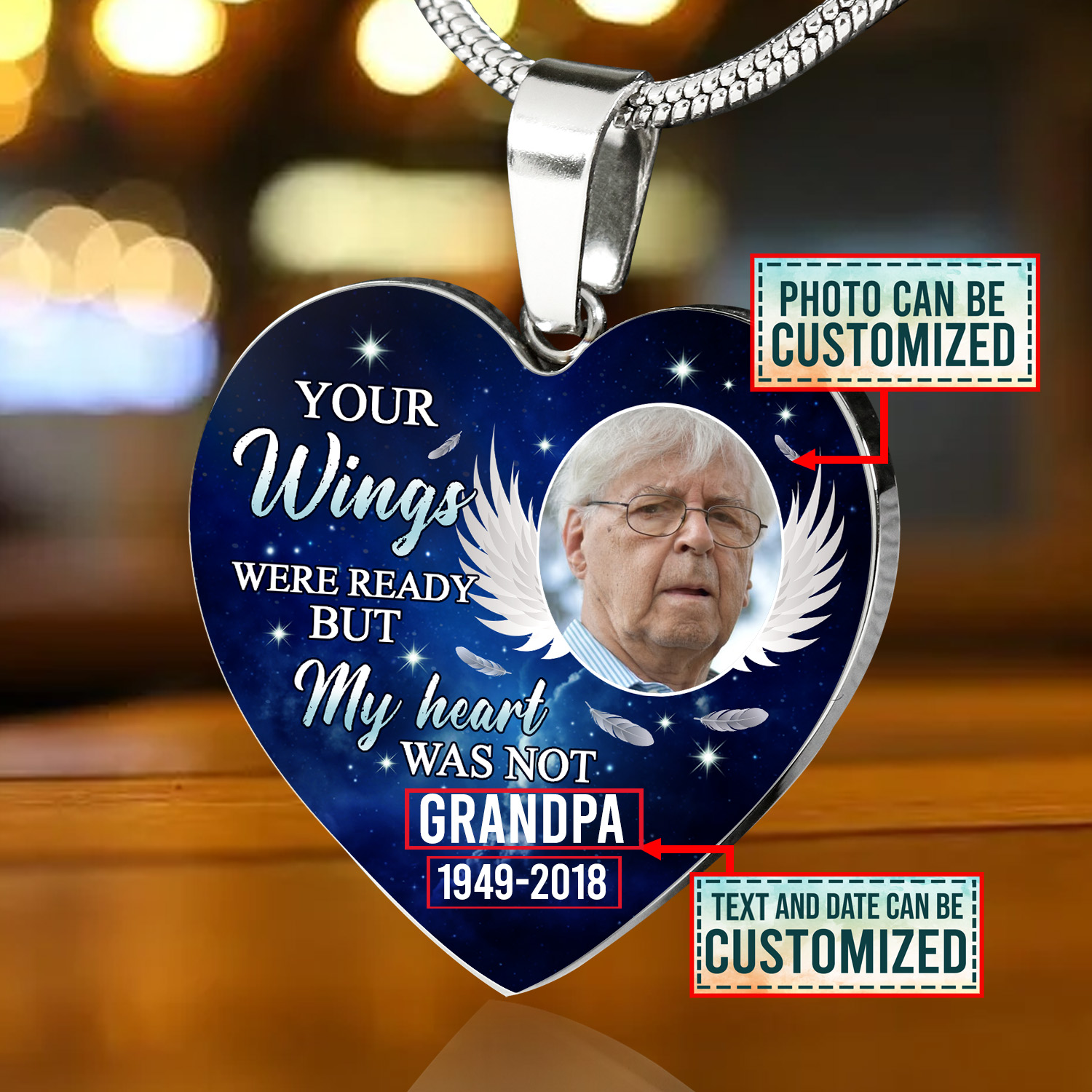 5VT. Your Wings Were Ready Custom heart necklace mk2