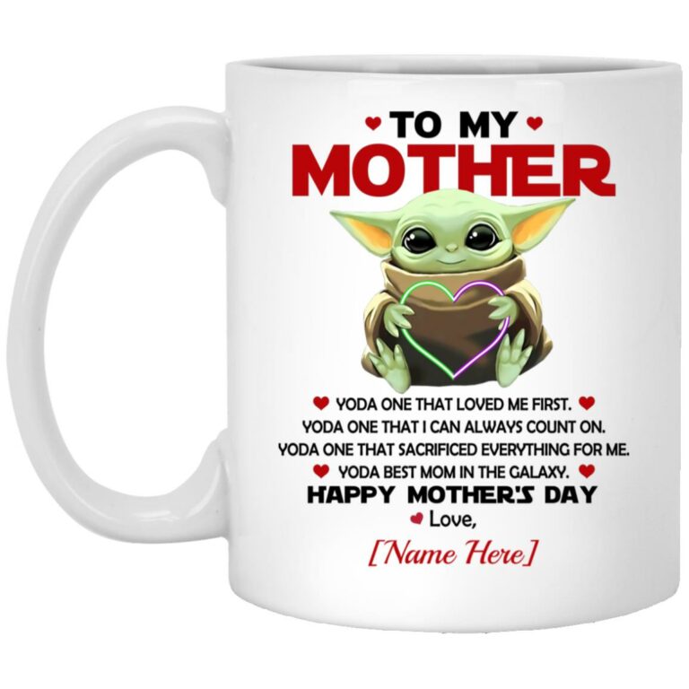 Personalized Baby Yoda Mug, White, 11 oz. White Mug