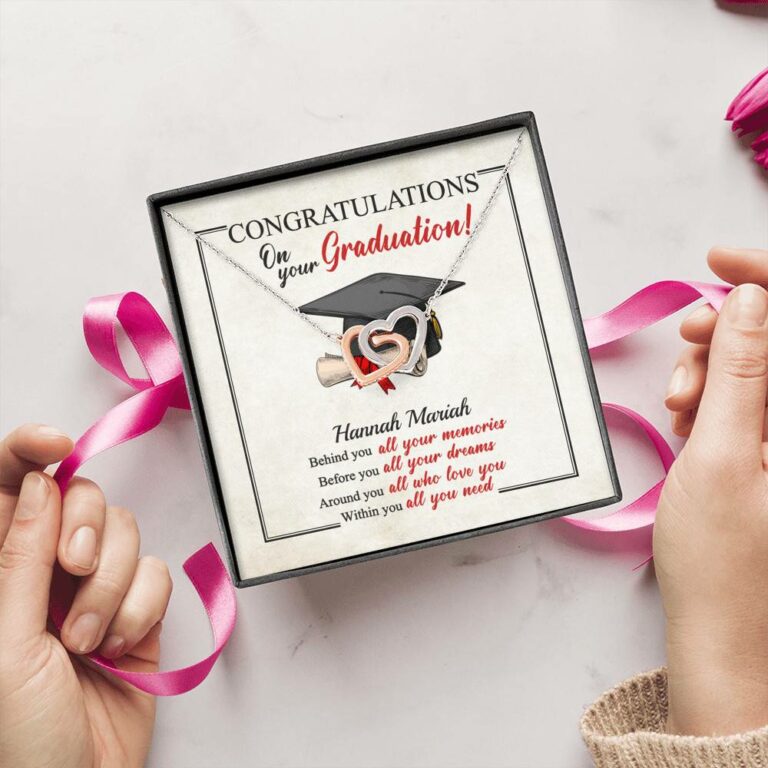 Personalized Congratulations Graduation Behind You All Your Memories Class Of 2021 Infinity Heart Necklace