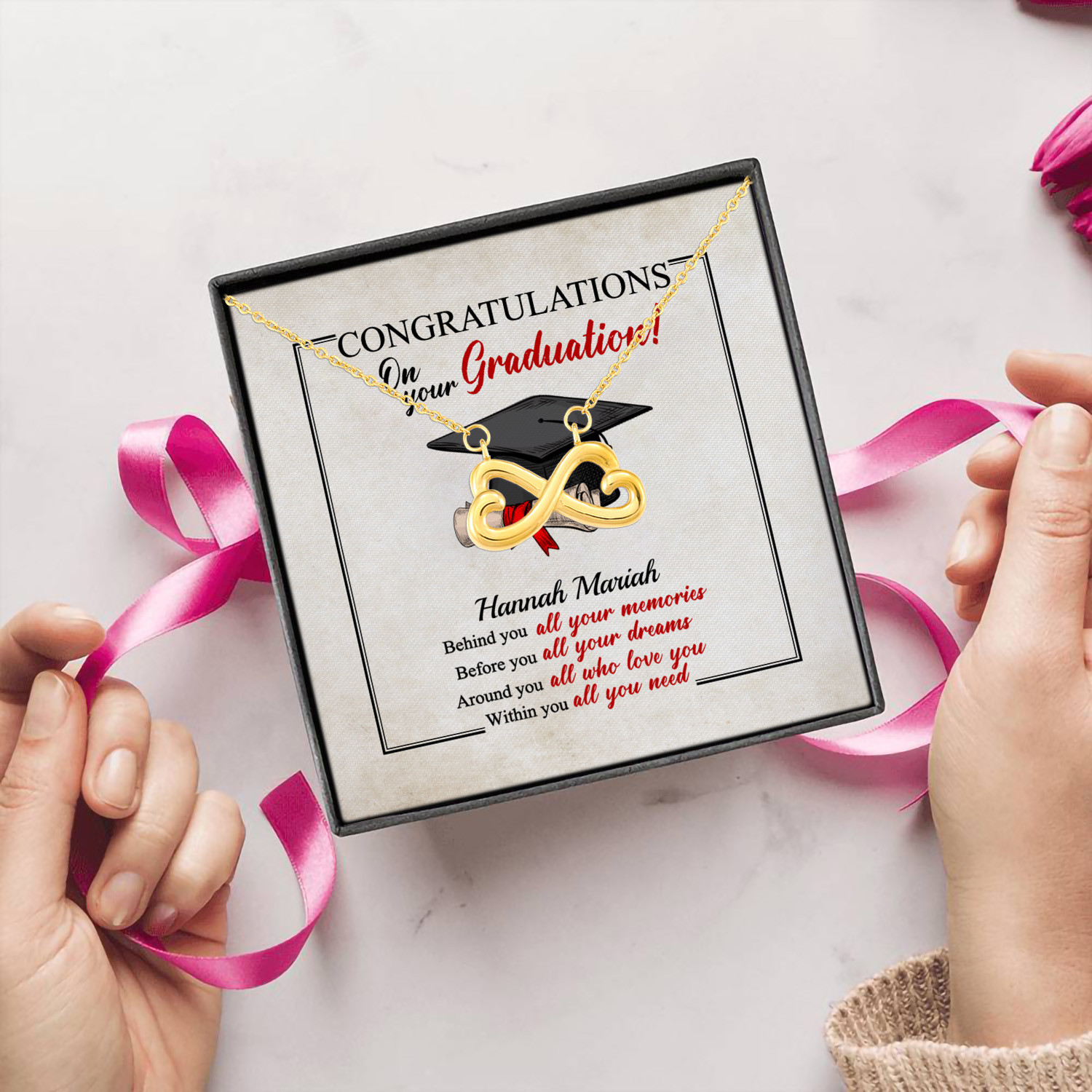 34 HG. Graduation Name Necklace Sample Design Infinity Heart Necklace (Gold) 5