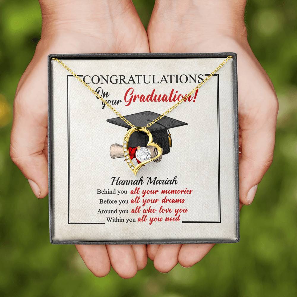 Personalized Congratulations Graduation Behind You All Your Memories Class Of 2021 Forever Love Heart Necklace Personalized Congratulations Graduation Behind You All Your Memories Class Of 2021 Forever Love Heart Necklace