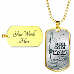 Reel Cool Dad Vintage Fishing Dad Dog Tag Pendant Necklace