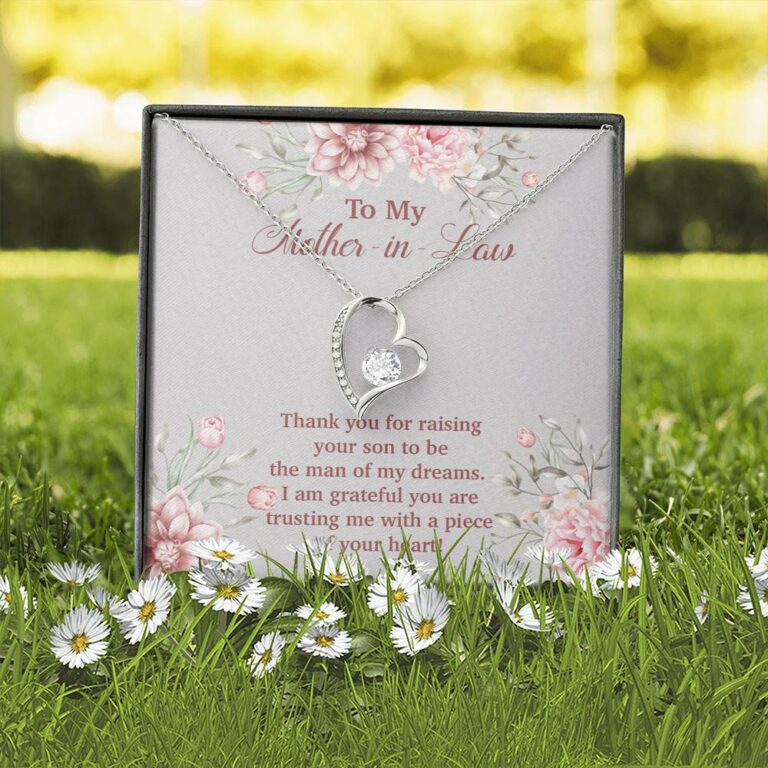 To My Mother in Law Thank You for Raising Your Son to Be the Man of My Dreams Forever Love Pendant Necklace
