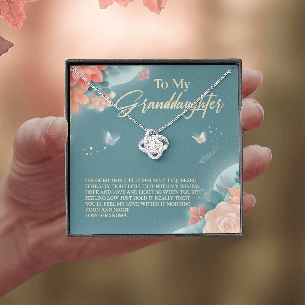 Grandma To My Granddaughter I Hugged This Little Pendant I Squeezed It Tight Love Knot Necklace Grandma To My Granddaughter I Hugged This Little Pendant I Squeezed It Tight Love Knot Necklace