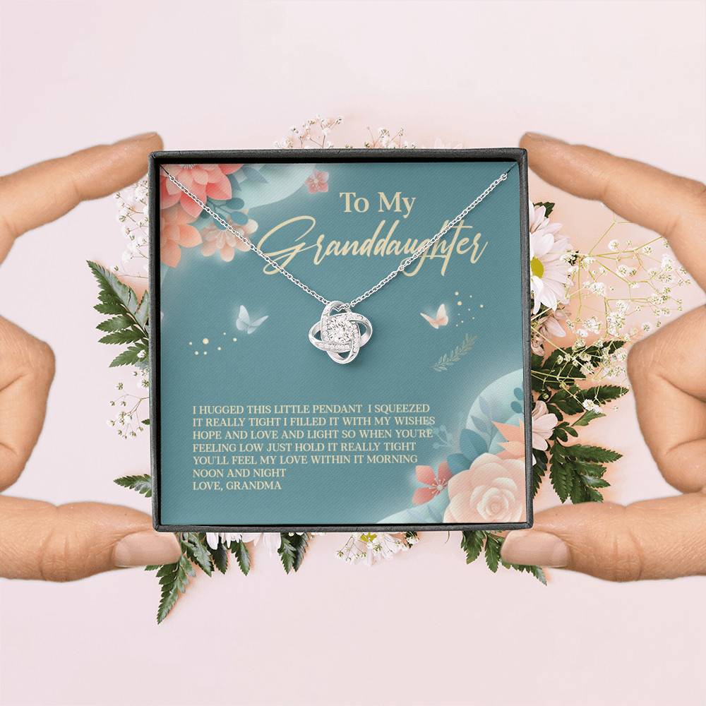 Grandma To My Granddaughter I Hugged This Little Pendant I Squeezed It Tight Love Knot Necklace Grandma To My Granddaughter I Hugged This Little Pendant I Squeezed It Tight Love Knot Necklace