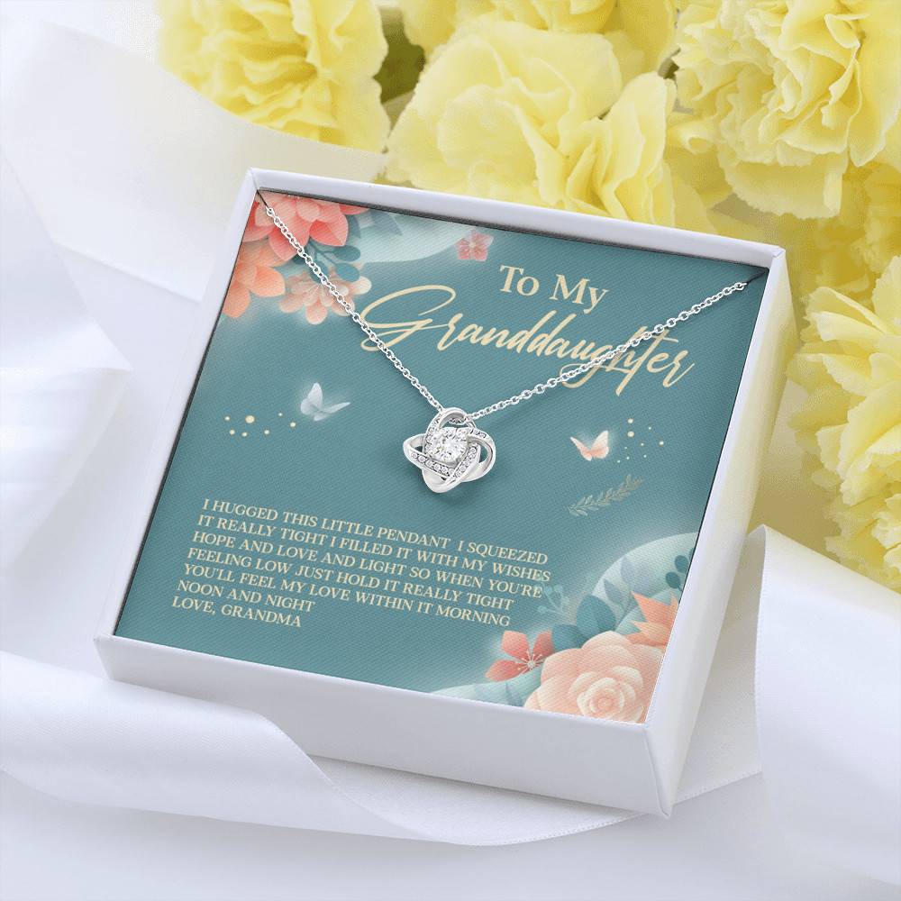 Grandma To My Granddaughter I Hugged This Little Pendant I Squeezed It Tight Love Knot Necklace Grandma To My Granddaughter I Hugged This Little Pendant I Squeezed It Tight Love Knot Necklace