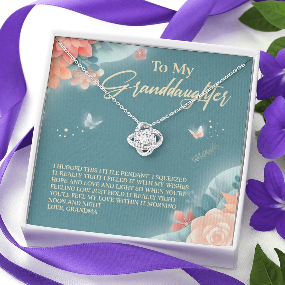 Grandma To My Granddaughter I Hugged This Little Pendant I Squeezed It Tight Love Knot Necklace Grandma To My Granddaughter I Hugged This Little Pendant I Squeezed It Tight Love Knot Necklace