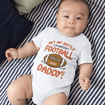 Alternative view of Get My Bottle I'm Watching Football With Daddy Baby Onesie - Baby Infant Bodysuit