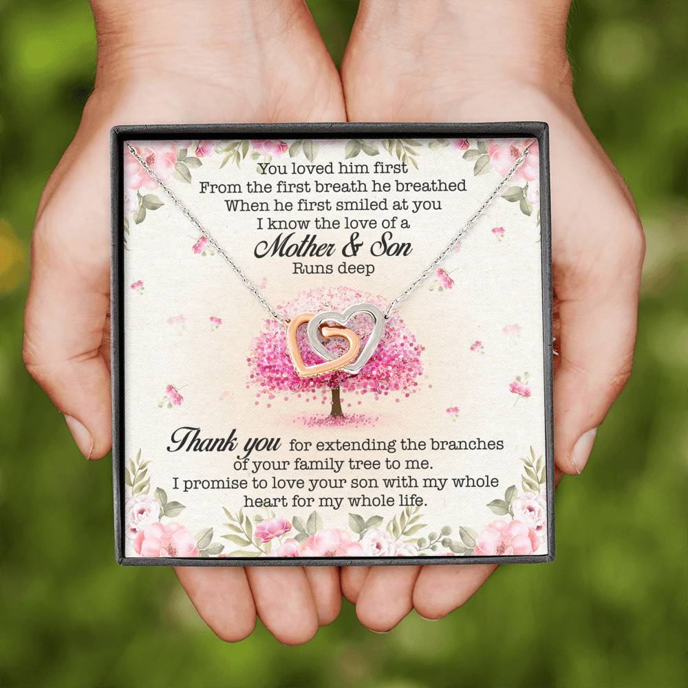 You Loved Him First Mother-In-Law Interlocking Hearts Pendant Necklace You Loved Him First Mother-In-Law Interlocking Hearts Pendant Necklace