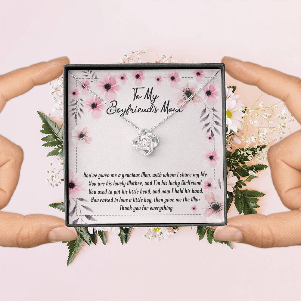 To My Boyfriend's Mom You've Given Me a Gracious Man Mother's Day Gift Love Knot Pendant Necklace To My Boyfriend's Mom You've Given Me a Gracious Man Mother's Day Gift Love Knot Pendant Necklace