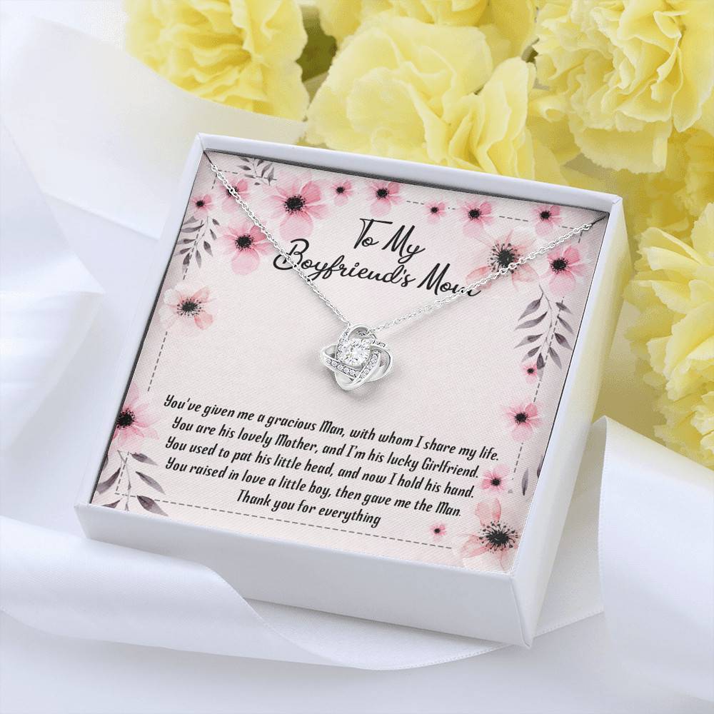 To My Boyfriend's Mom You've Given Me a Gracious Man Mother's Day Gift Love Knot Pendant Necklace To My Boyfriend's Mom You've Given Me a Gracious Man Mother's Day Gift Love Knot Pendant Necklace